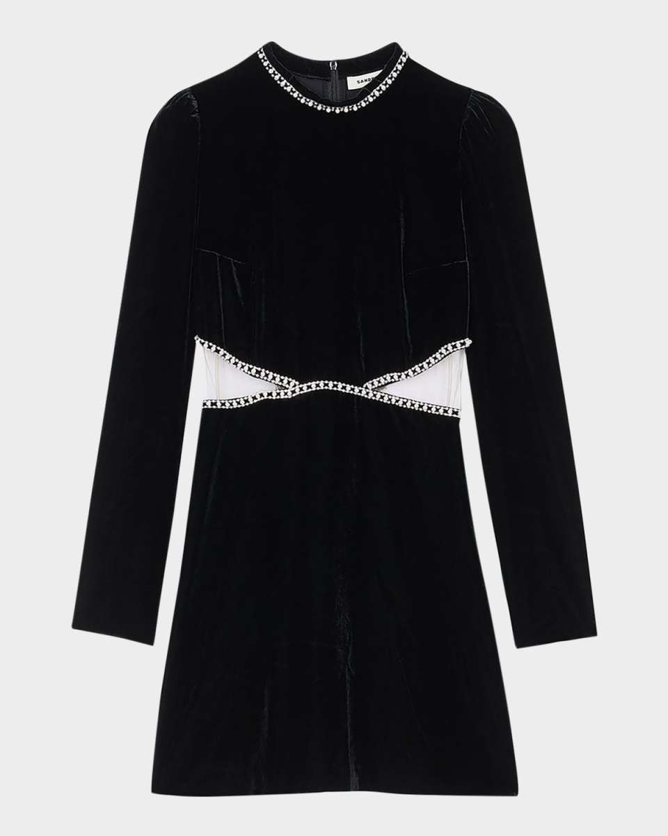 Maryline Embellished Velvet Mini Dress